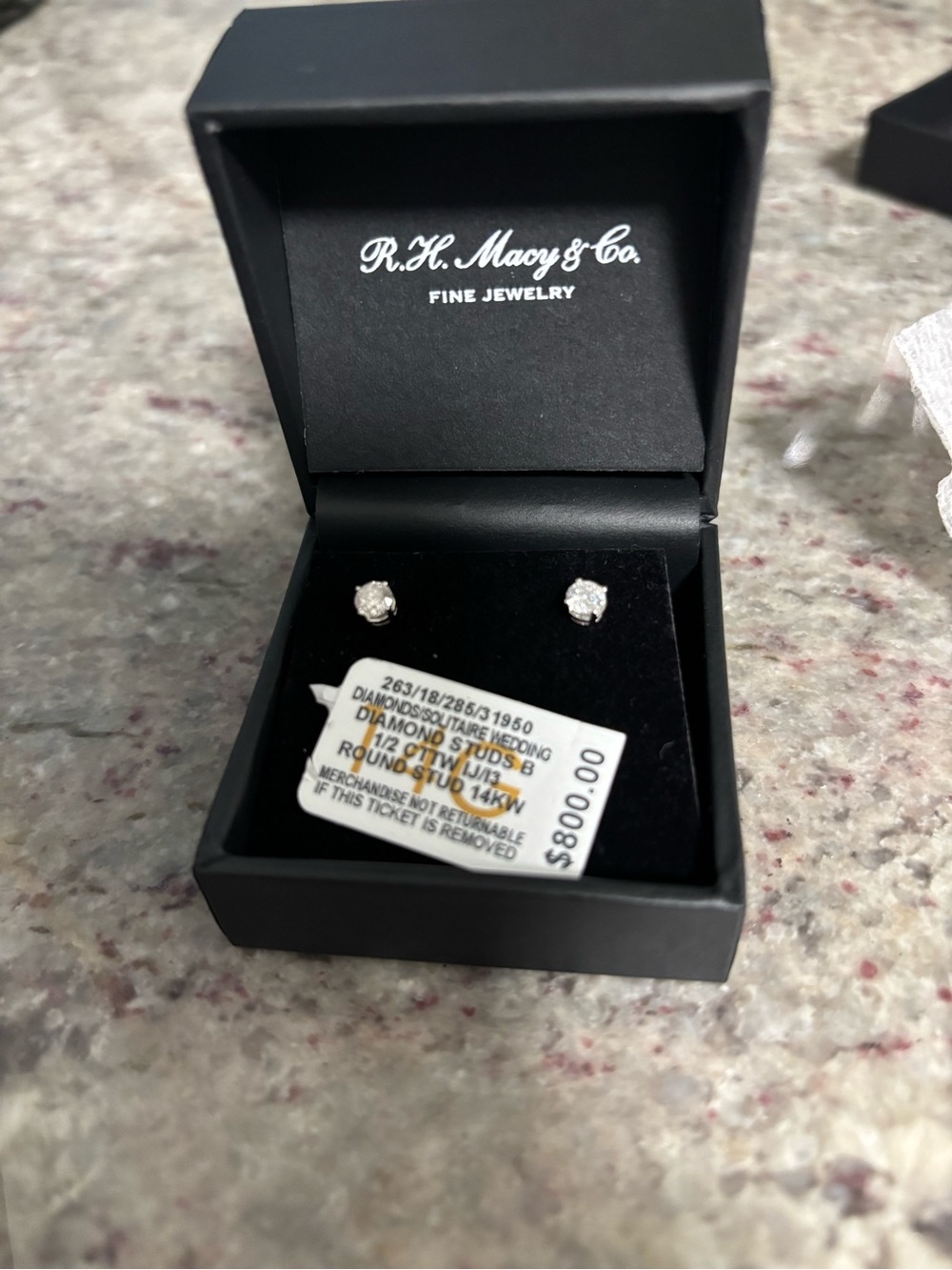Macy's Silver-Tone Diamond Stud Earrings